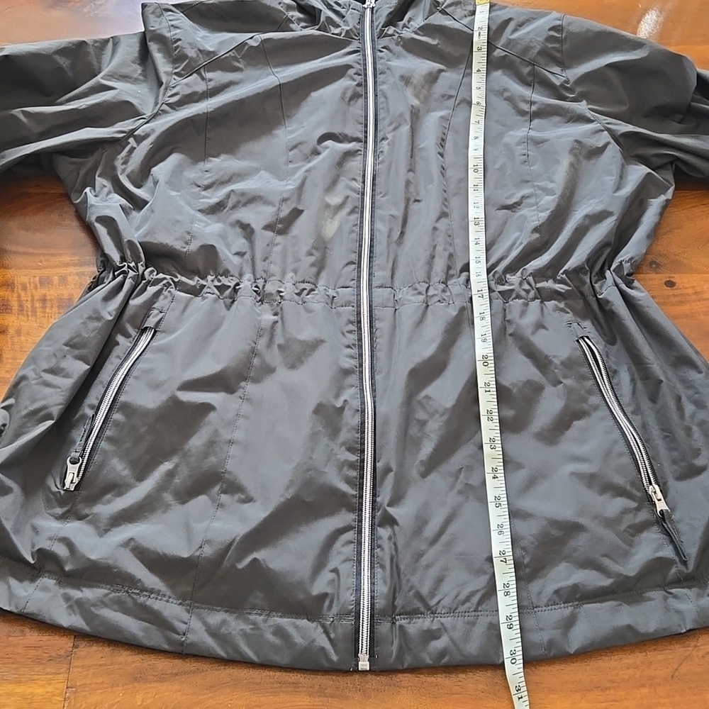Free Country Dark Green Hooded Faux Fur Lined Raincoat Jacket Size 1X - Picture 3 of 12